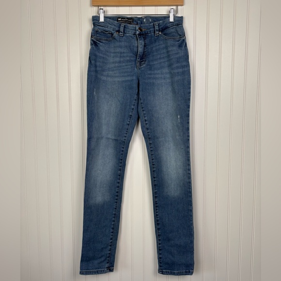 Lee Revolution Denizen Skinny Stretch Denim Distressed Blue Jeans Size 8 Long - Picture 1 of 9